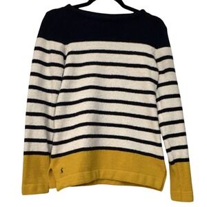Joules Seaham Striped Knit Pullover Sweater Navy Cream Gold | US 2 (UK 6)